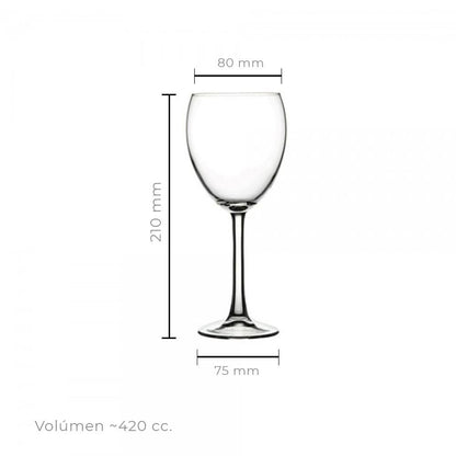 Set De 6 Copa Vidrio Vino 420 Cc. Línea imperial