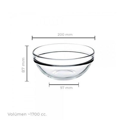 Set De 6 Bowl Vidrio Templado 20 Cm.