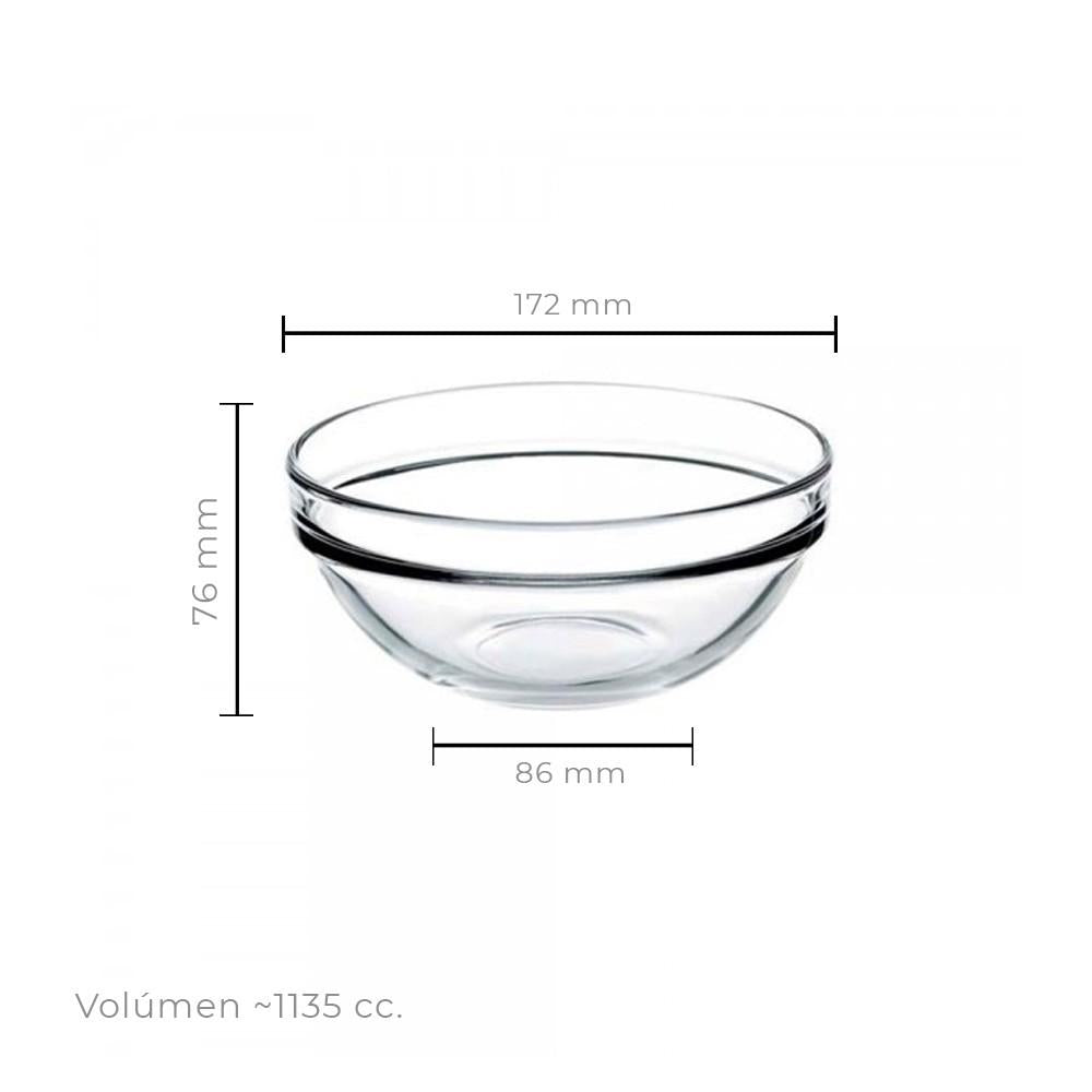 Set De 6 Bowl Vidrio Templado 17 Cm.