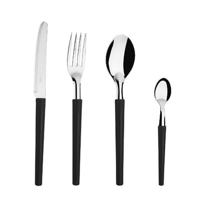 Set 24 Cubiertos Negro Con Rallador
