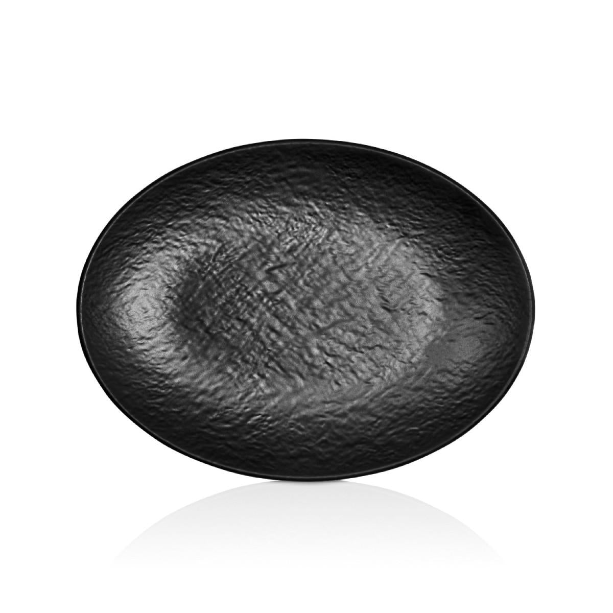 Plato Melamina Ovalado Negra 30x 22.3Cm Línea Tilda