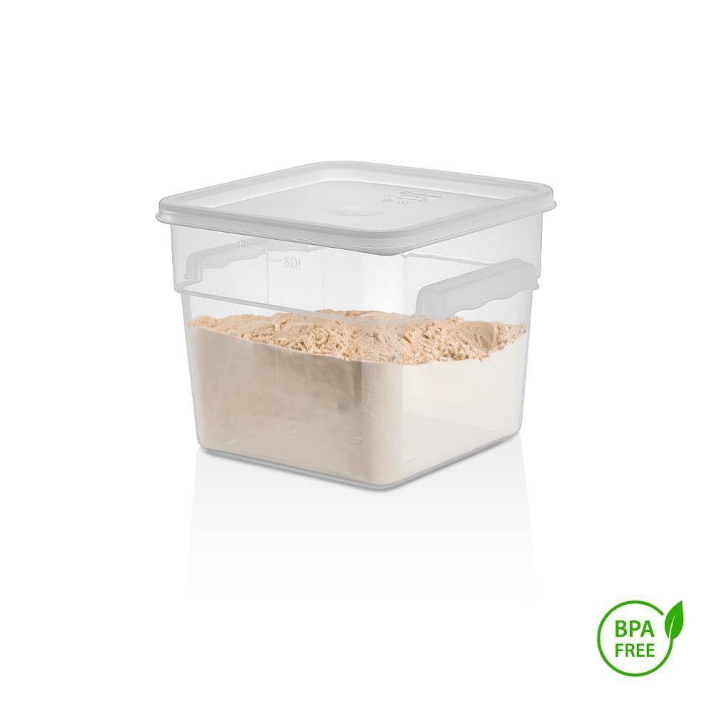 RECIPIENTE CUADRADO POLIPROPILENO 7.6 LTS CON TAPA TRANSPARE