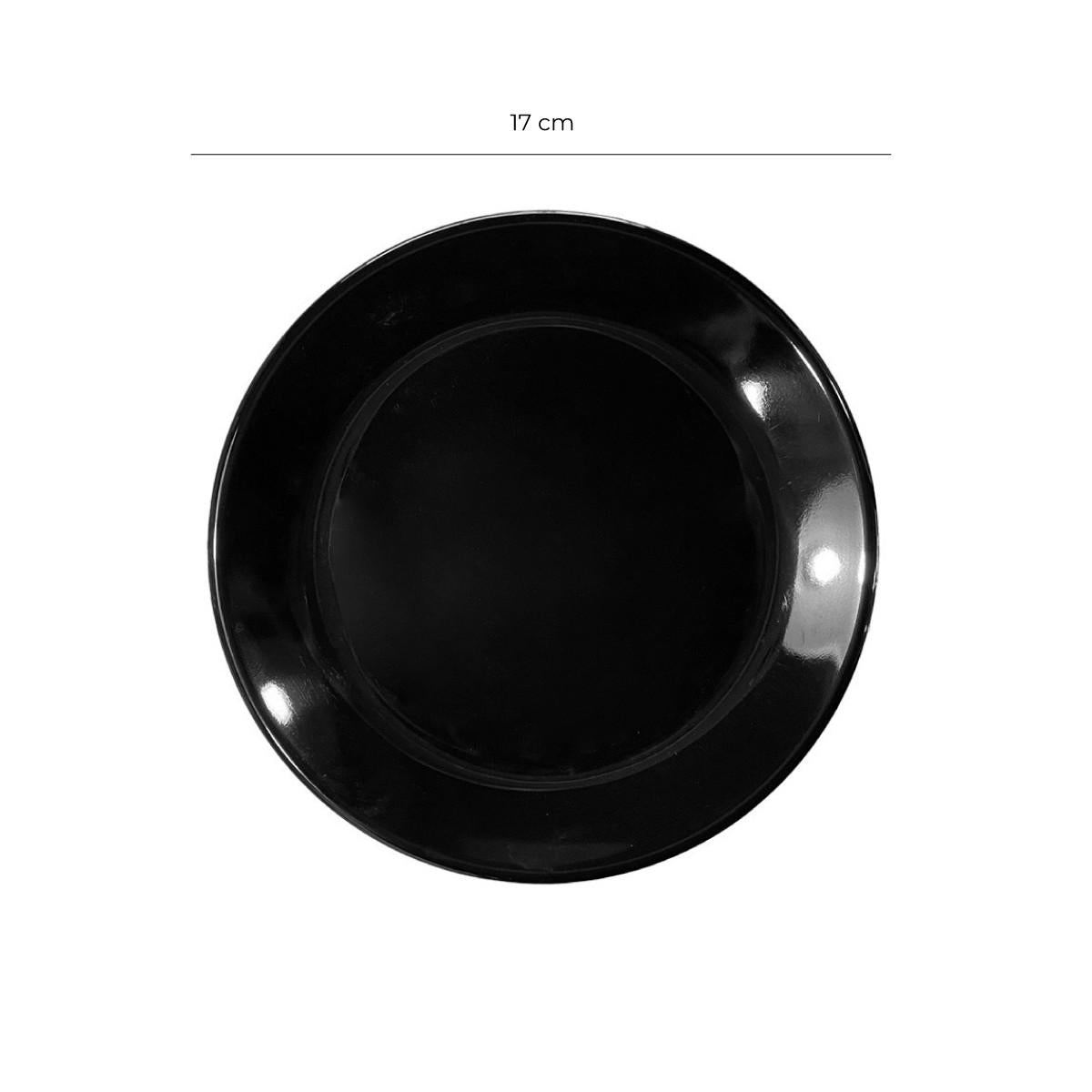 Plato Melamina Redondo Sin Borde Negra 17 Cm Línea Clásica