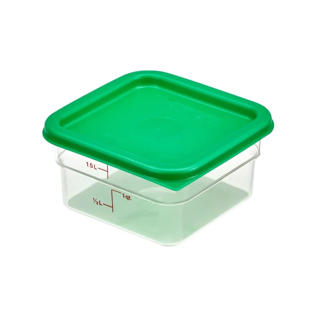 Recipiente Graduado Cuadrado Policarbonato 2 Litros Con Tapa Verde