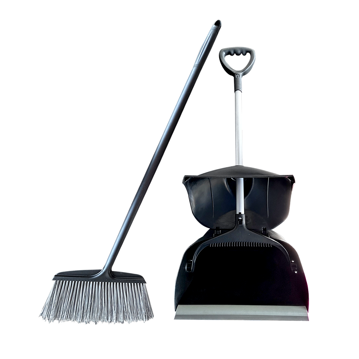 Pala Basura Aluminio C/Tapa Negra Y Escoba