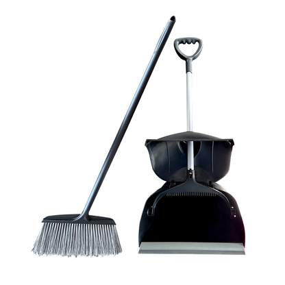 Pala Basura Aluminio C/Tapa Negra Y Escoba