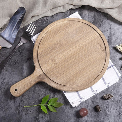 Plato Pizza Madera Con Mango 32.5Cm