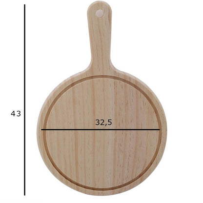 Plato Pizza Madera Con Mango 32.5Cm