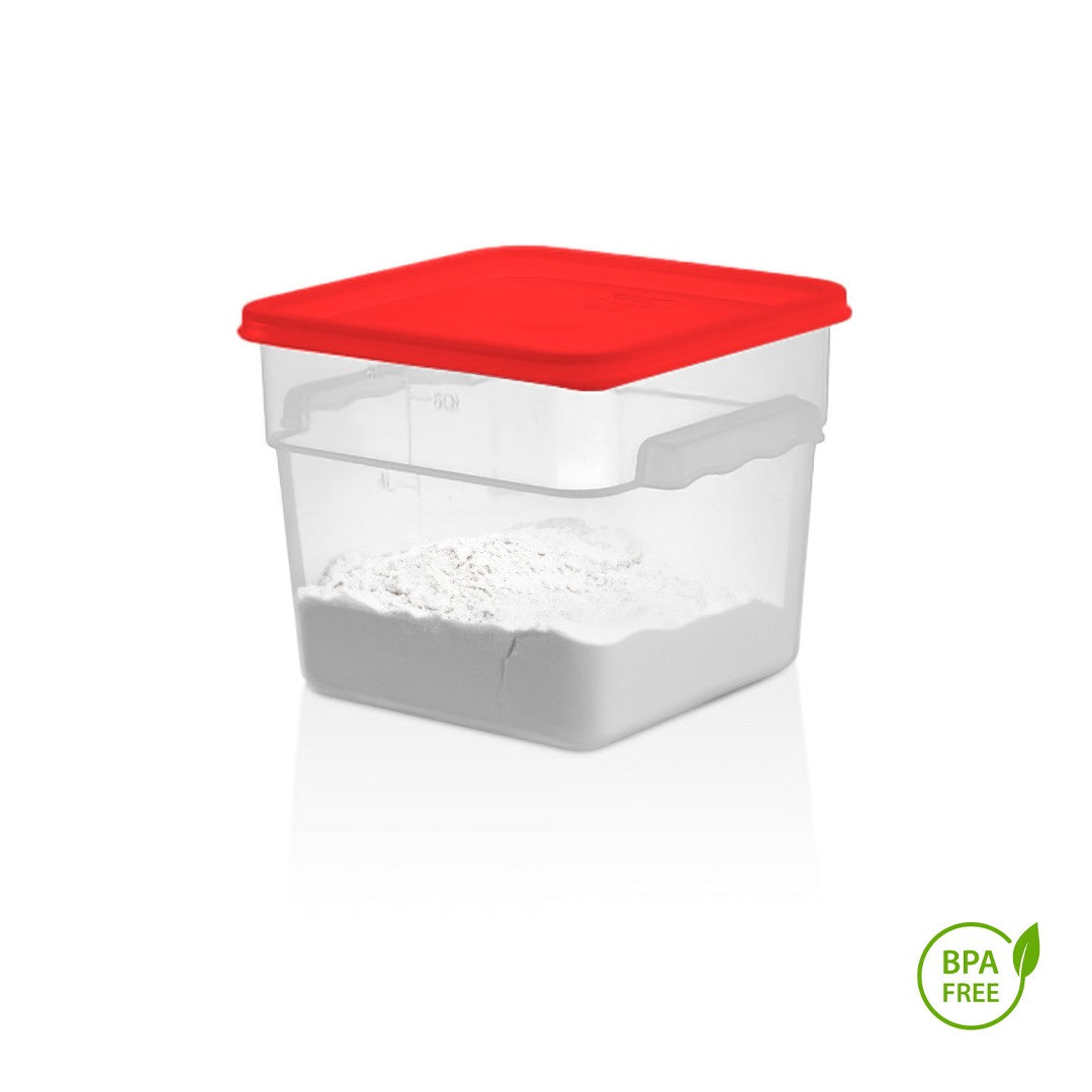 Pack Recipiente Cuadrado Polietileno 5.7 Lt Con Tapa Roja