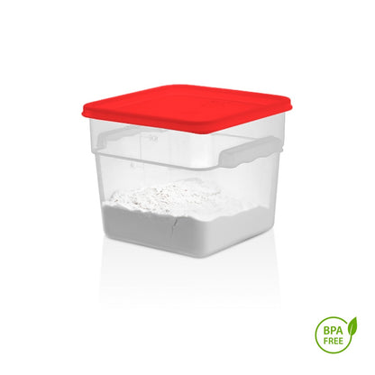 Pack Recipiente Cuadrado Polietileno 5.7 Lt Con Tapa Roja