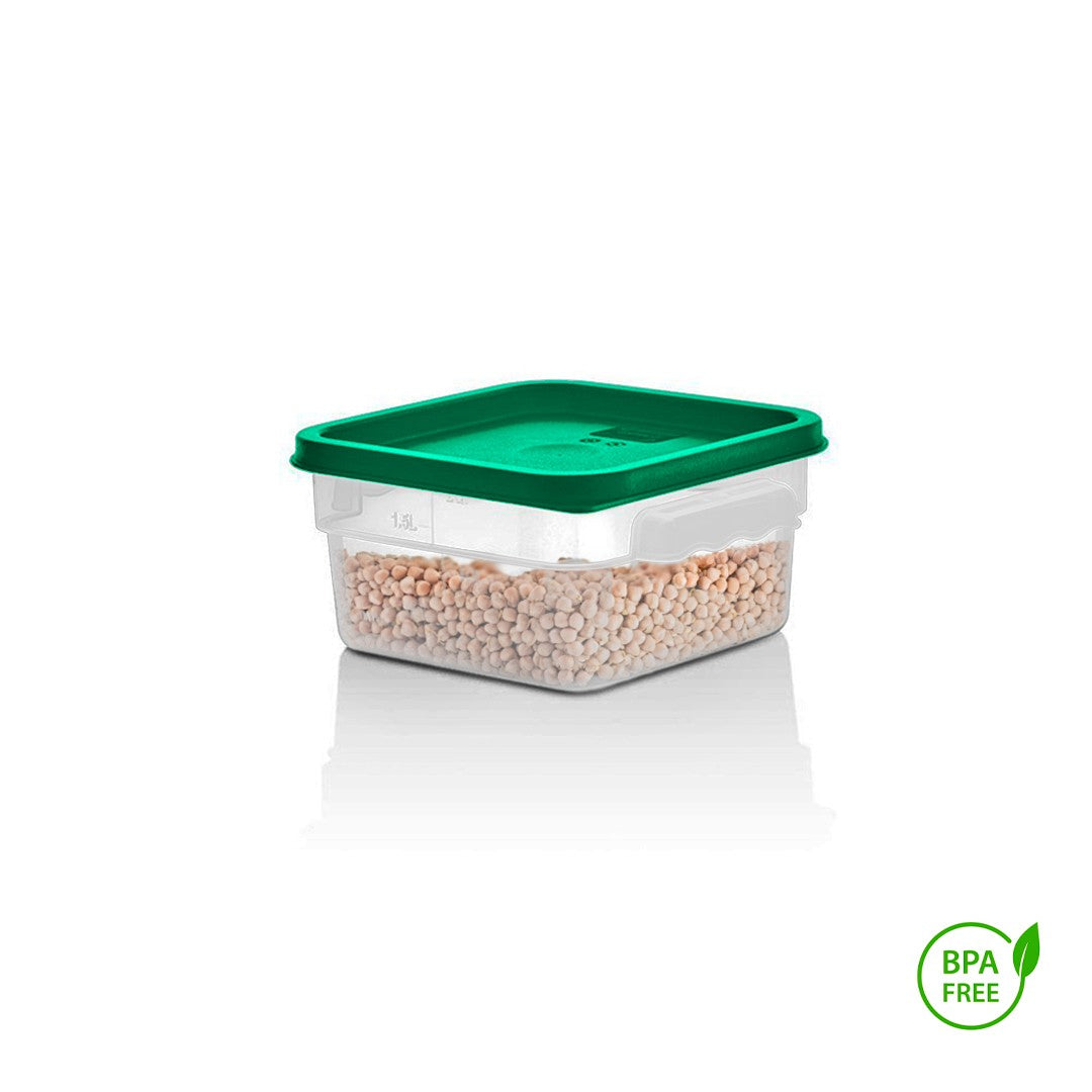 Pack Recipiente Cuadrado Polipropileno 1.9 Lt Con Tapa Verde