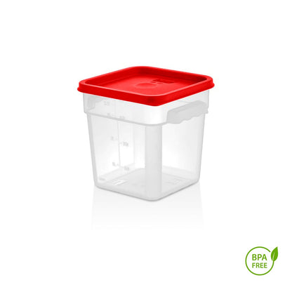 Pack Recipiente Cuadrado Polipropileno 7.6 Lt Con Tapa Roja