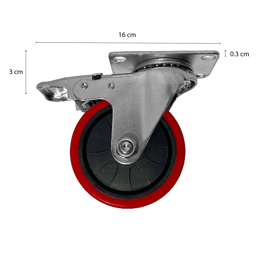 Rueda Con Frenos Acero 4" x 100 Mm.